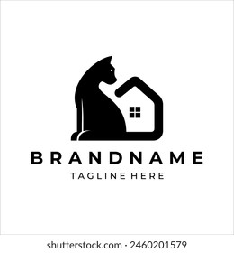 simple house and cat logo