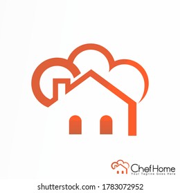 Simple house and chef hat (Chef Home) image graphic icon logo design abstract concept vector stock. can be used as a corporate identity related to cuisine or food