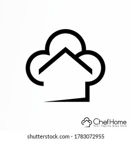 Simple house and chef hat (Chef Home) image graphic icon logo design abstract concept vector stock. can be used as a corporate identity related to cuisine or food