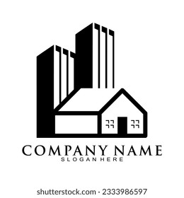 Simple house and company building vector logo