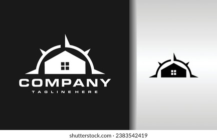simple house and compass logo