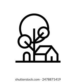 simple house and cool big tree logo vector