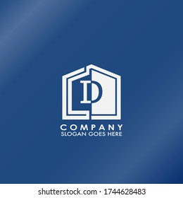 Simple house D letter logo, initial half negative space letter design for business, education, technology style.