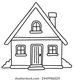Casa simple en estilo doodle aislado sobre fondo transparente. Arte vectorial dibujado a mano