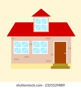Einfaches Haus mit Tür und zwei Fenstern
