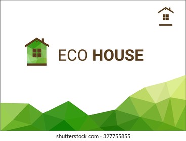 simple house, eco home - concept vector polygonal logo. this icon also represents real-estate, property market, residential building, sustainable construction, green house