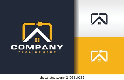 simple house electrical plug logo