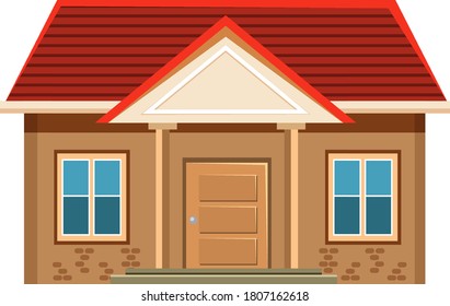 Simple house exterior on white background illustration