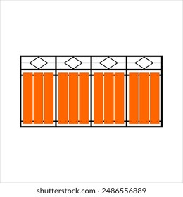 Simple house fence model made of black holo iron and grc plasterboard