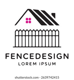 Simple house with fence silhouette design