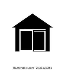 Diseño plano de casa simple Ilustración vectorial en blanco y negro gráfico escalable
