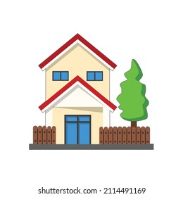Icono plano de casa simple aislado en fondo blanco, construcción o lugares de signo de concepto y símbolo de ilustración vectorial.