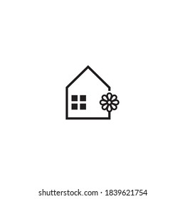 simple house of flowers logo vector