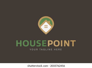 Simple house gps locator logo design. Pin maps symbol. Home icon web element.