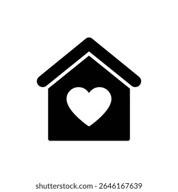 Simple House with Heart Inside for Home and Love