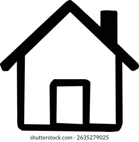 Simple House Home Black Outline Vector Icon for UI and Real Estate