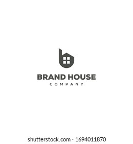 Simple House / Home Logo Forming a Modern Letter B Vector Icon Images