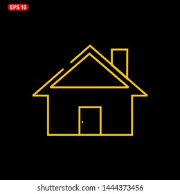 simple house icon with a black background. vector illustration