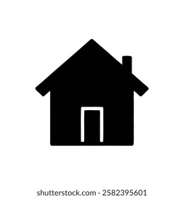 Simple house icon, black silhouette, white background.