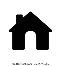 Simple house icon, black silhouette, white background.