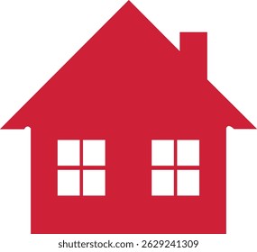 Simple house icon for business Homes clipart symbols school, office, shop, bank, hotel Solid icon Vector illustration Red