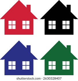 Simple house icon for business Homes clipart symbols school, office, shop, bank, hotel Solid icon Vector illustration