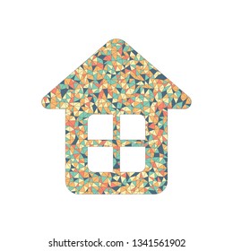 Simple house icon. Colored mosaic with polygons