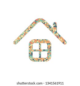 Simple house icon. Colored mosaic with polygons