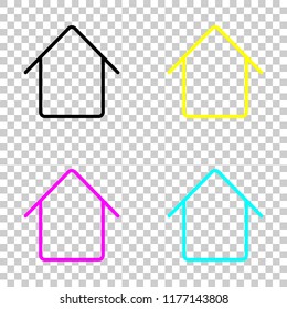 Simple house icon. Colored set of cmyk icons on transparent background