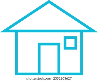 Diseño de iconos de casa simple sobre fondo blanco. Ilustración del logotipo con fines comerciales. El logo es azul. Cartel de icono de la silueta de la casa. Dibujo de doodle minimalista de una casa