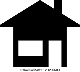 Simple House Icon with a Door and a Large Window. Vector Image.