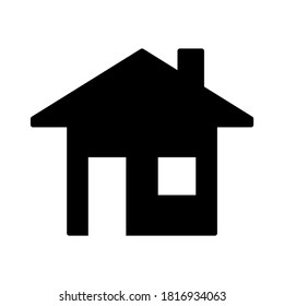 Simple House Icon with a Door and a Window. Vector Image.