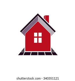 Simple house icon for graphic design, mansion conceptual symbo, vector property image. Real estate design element