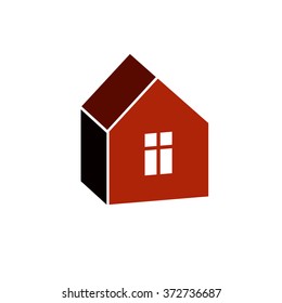 Simple house icon for graphic design, mansion conceptual symbo, vector property image. Real estate business abstract emblem.