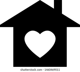 Simple House Icon with a Heart. Vector Image.