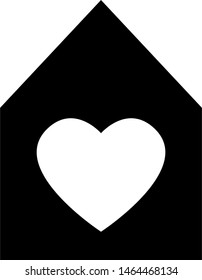 Simple House Icon with a Heart. Vector Image.