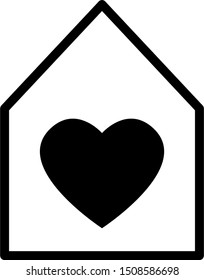 Simple House Icon with a Heart. Vector Image.