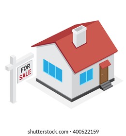Simple house icon. Home for sale on white background.