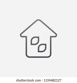 Simple house icon. Linear icon with thin outline. On grid background