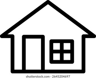 Simple House Icon: A minimalist outline of a cozy home, representing simplicity and the essential elements of a dwelling.