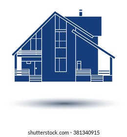 Simple house icon. Modern building silhouette style.
