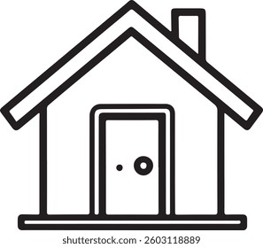 A simple house icon on a white background representing home, property, and architecture in a clean, modern design