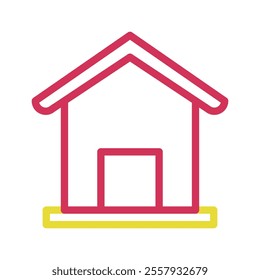 Simple house icon with red and yellow color. Concept of home, real estate, and property.