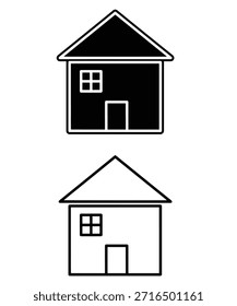 A simple house icon represented in two styles, a solid black fill and a clean line art outline.