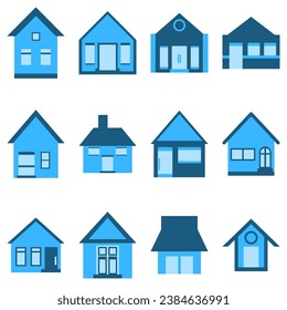 Simple house icon set. building flat style vector