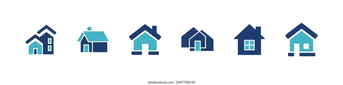 simple house icon set home symbol vector illustration