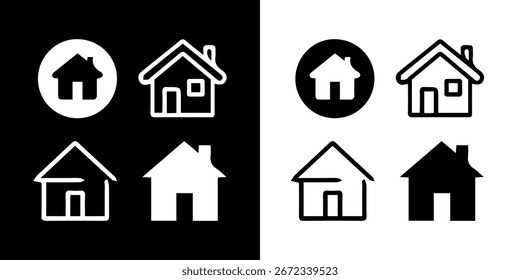 Conjunto de iconos de casa simple Vector blanco y negro