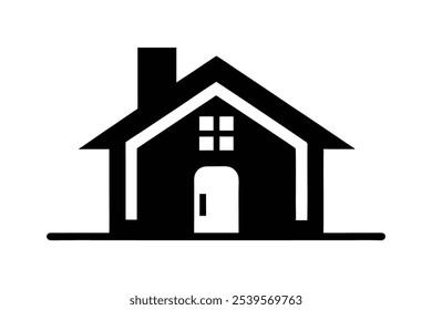 Simple house icon silhouette black vector art illustration.