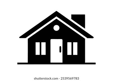 Simple house icon silhouette black vector art illustration.