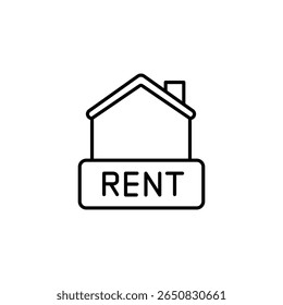 Simple House Icon With The Word Rent For Real Estate Concept